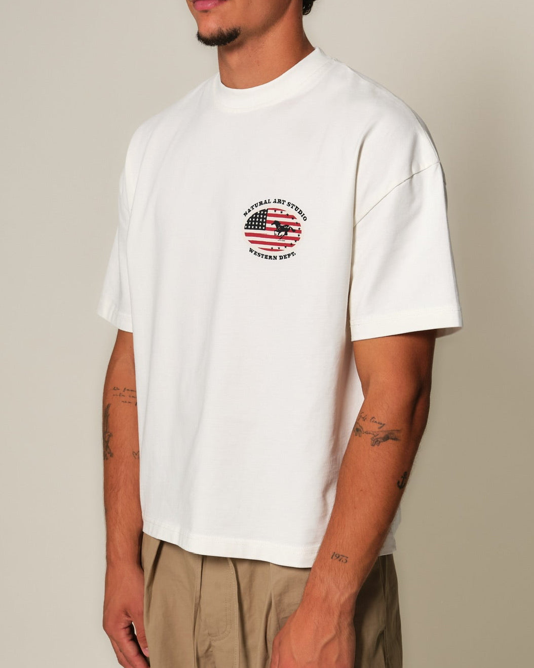 White USA Print Tee
