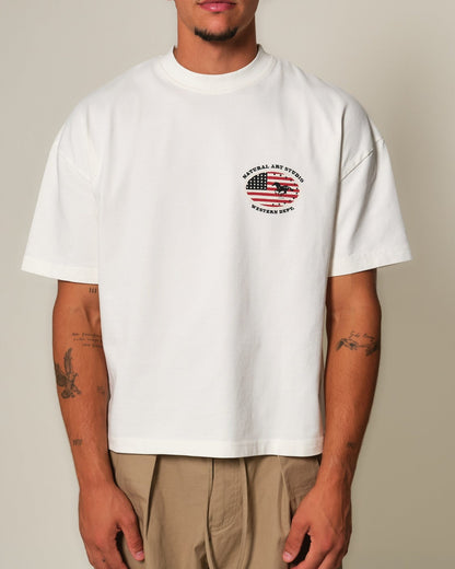 White USA Print Tee
