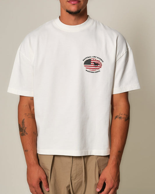 White USA Print Tee