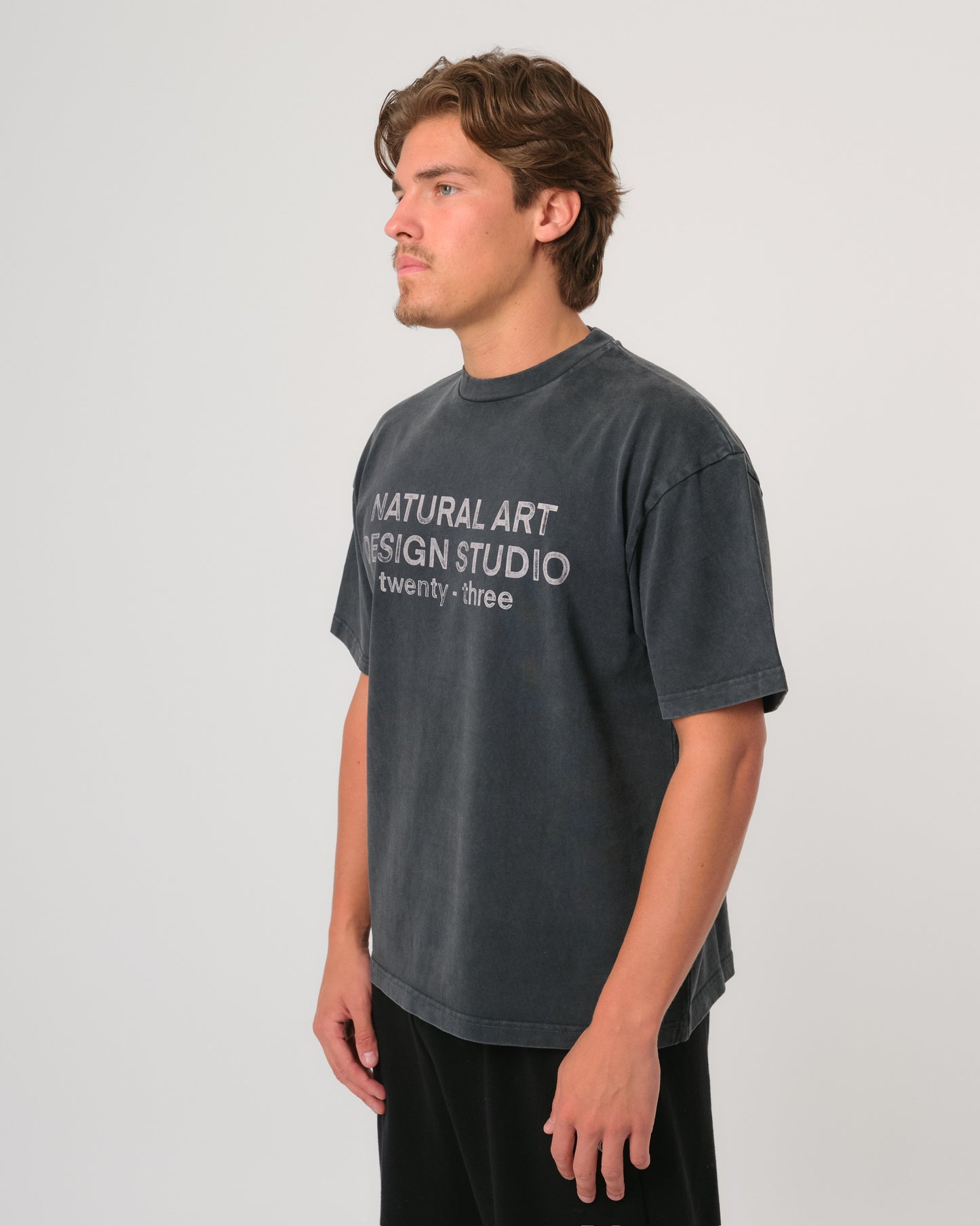 FADED PRINT TEE - WASHED CHARCOAL