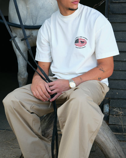 White USA Print Tee